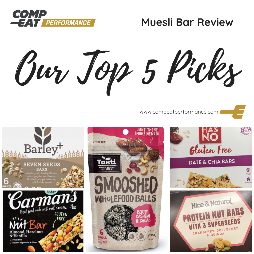 An image with our top 5 best muesli bars